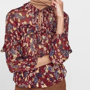 Zara premium collection blouse with tassels